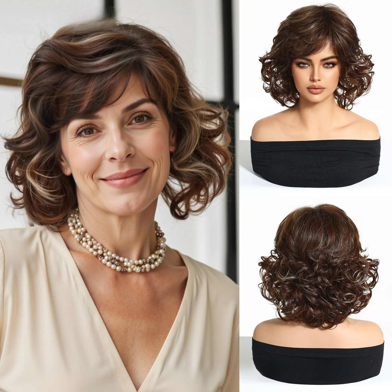 European American Fashion Silver Gray Short Curly Bob Wig, Fluffy Realistic Full Head Wig for Elderly Mothers Women
European American Fashion Silver Gray Short Curly Bob Wig, Fluffy Realistic Full Head Wig for Elderly Mothers Women