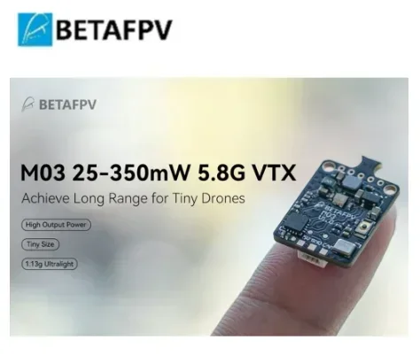 BETAFPV M03 25-350 мВт 5,8G VTX Регулируемая мощность для дрона 65 мм-85 мм, оптовый Квадрокоптер, Радиоуправляемый Дрон
BETAFPV M03 25-350 мВт 5,8G VTX Регулируемая мощность для дрона 65 мм-85 мм, оптовый Квадрокоптер, Радиоуправляемый Дрон