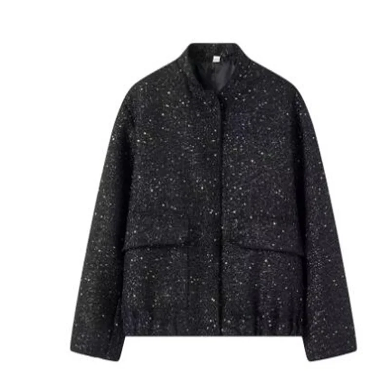 Women's sequined jacket, long sleeved short jacket, gold Y2K high neck, autumn and winter high-end streetwear
Women's sequined jacket, long sleeved short jacket, gold Y2K high neck, autumn and winter high-end streetwear