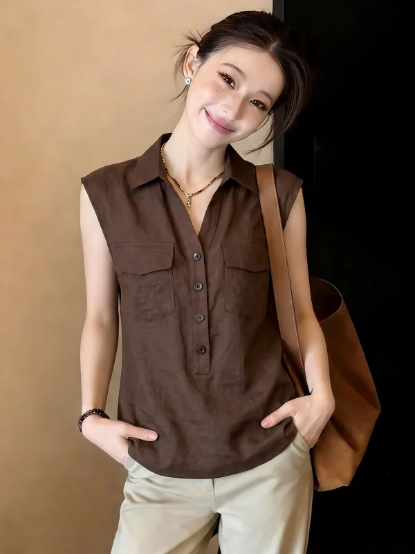 Elegant Coffee Colored V-Neck Short Sleeve Shirt Women's Fashion Korean Style Loose Fit Summer New plus Size Moneyed Aestheti...
Elegant Coffee Colored V-Neck Short Sleeve Shirt Women's Fashion Korean Style Loose Fit Summer New plus Size Moneyed Aestheti...