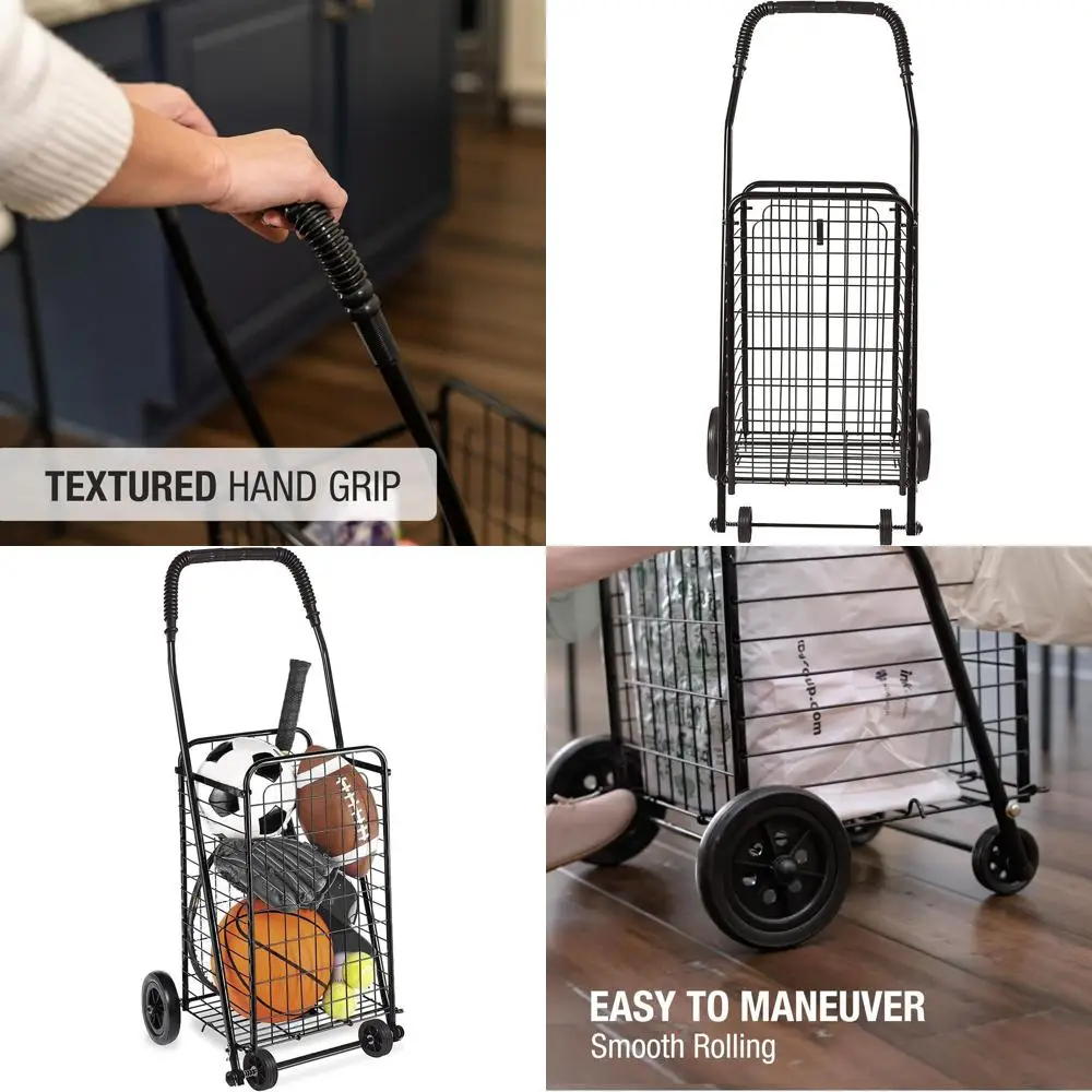 Collapsible Shopping Cart with Wheels for Groceries, Laundry - Holds 90 lbs, Weighs 7.5 lbs, Compact, Black
Collapsible Shopping Cart with Wheels for Groceries, Laundry - Holds 90 lbs, Weighs 7.5 lbs, Compact, Black