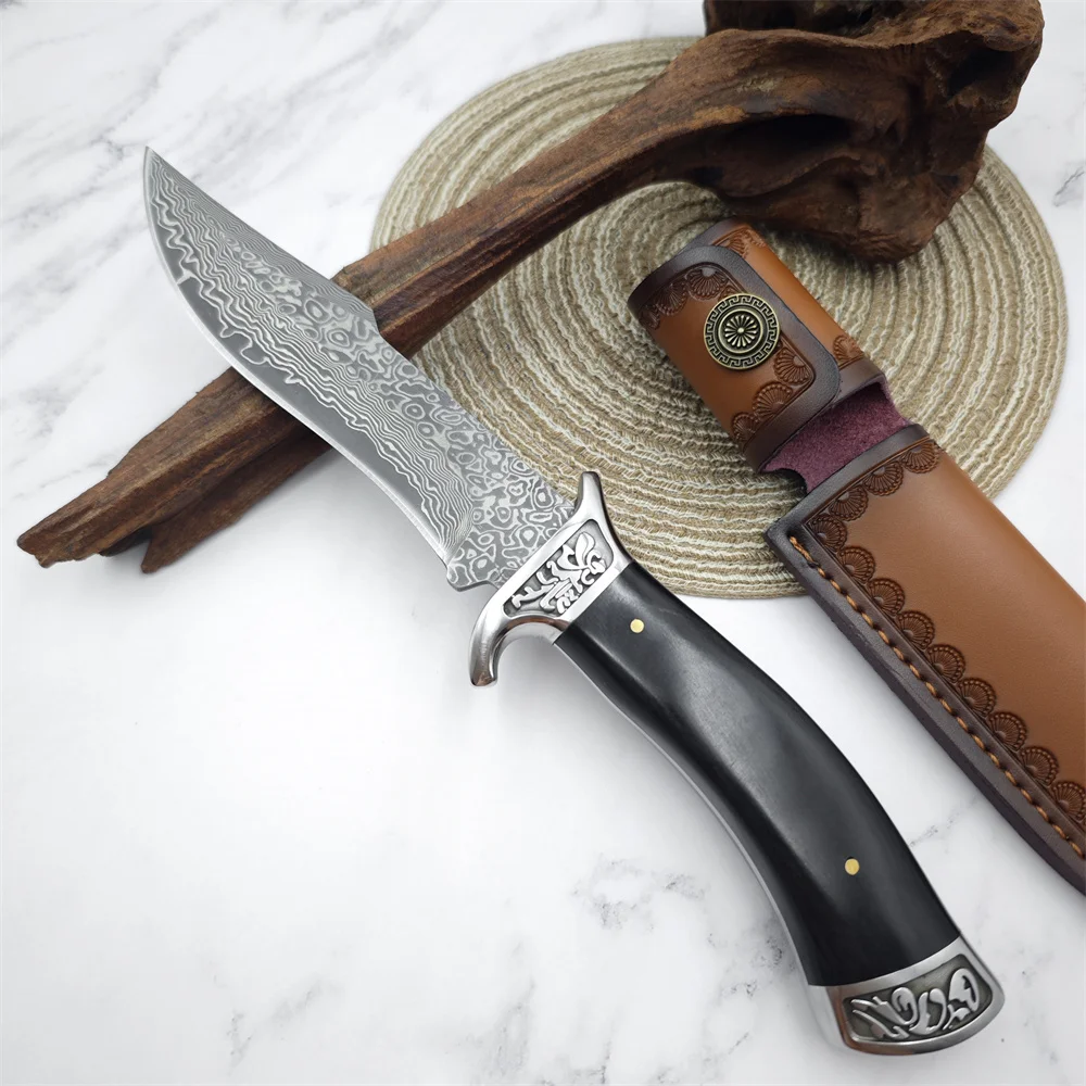 High Hardness VG10 Damascus Blade Ebony Handles Combat Survival Knife, Tactical Hunting Tools, Outdoor Wilderness Jungle Knives
High Hardness VG10 Damascus Blade Ebony Handles Combat Survival Knife, Tactical Hunting Tools, Outdoor Wilderness Jungle Knives