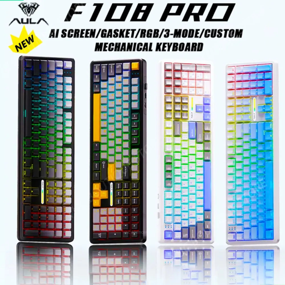 AULA F108/PRO Gaming Keyboard Mechanical RGB Hot Swappable Wireless 2.4G Polling Rate 100% Layout Hifi Switch Custom Accessories
AULA F108/PRO Gaming Keyboard Mechanical RGB Hot Swappable Wireless 2.4G Polling Rate 100% Layout Hifi Switch Custom Accessories