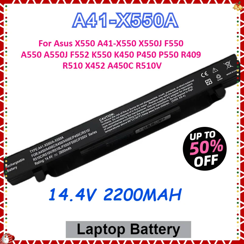 2,20AH A41-X550A Аккумулятор для ноутбука Asus X550 A41-X550 X550J A550 A550J F550 F552 K550 K450 P450 P550 R409 R510 X452 A450C R510V
2,20AH A41-X550A Аккумулятор для ноутбука Asus X550 A41-X550 X550J A550 A550J F550 F552 K550 K450 P450 P550 R409 R510 X452 A450C R510V