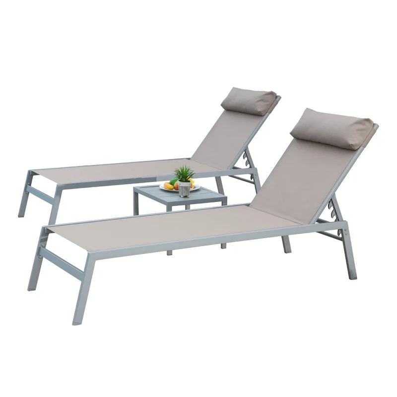 Aluminum Patio Chaise Lounge Set of 3 with Adjustable Positions, Outdoor Sun Lounger for Pool Deck Garden Backyard (Khaki, 2 Chairs + 1 Table)
Aluminum Patio Chaise Lounge Set of 3 with Adjustable Positions, Outdoor Sun Lounger for Pool Deck Garden Backyard (Khaki, 2 Chairs + 1 Table)