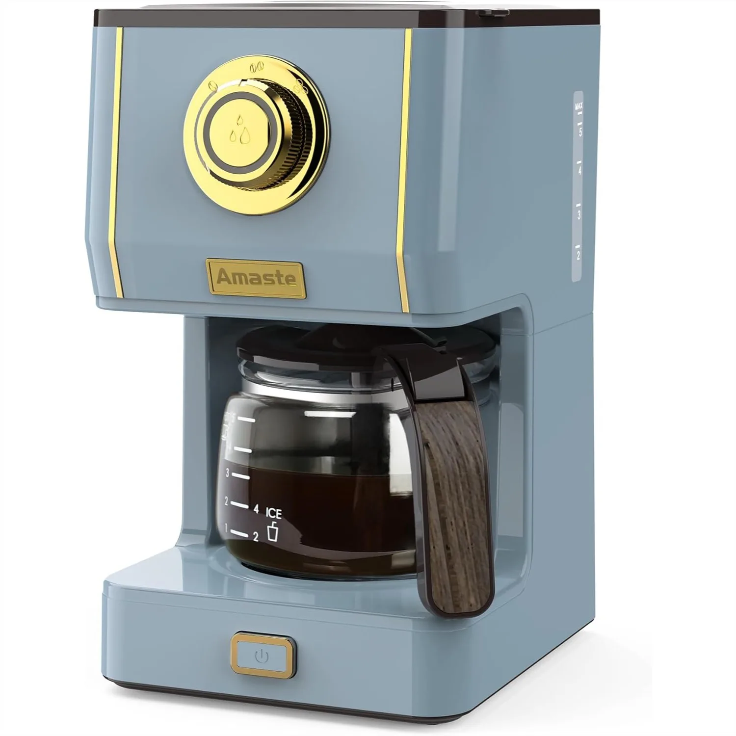 5 Cup Coffee Maker, Retro Drip Coffee Pot with 3 Brewing Modes, Glass Carafe & Reusable Filter, Auto Shut-Off, Ash Blue
5 Cup Coffee Maker, Retro Drip Coffee Pot with 3 Brewing Modes, Glass Carafe & Reusable Filter, Auto Shut-Off, Ash Blue