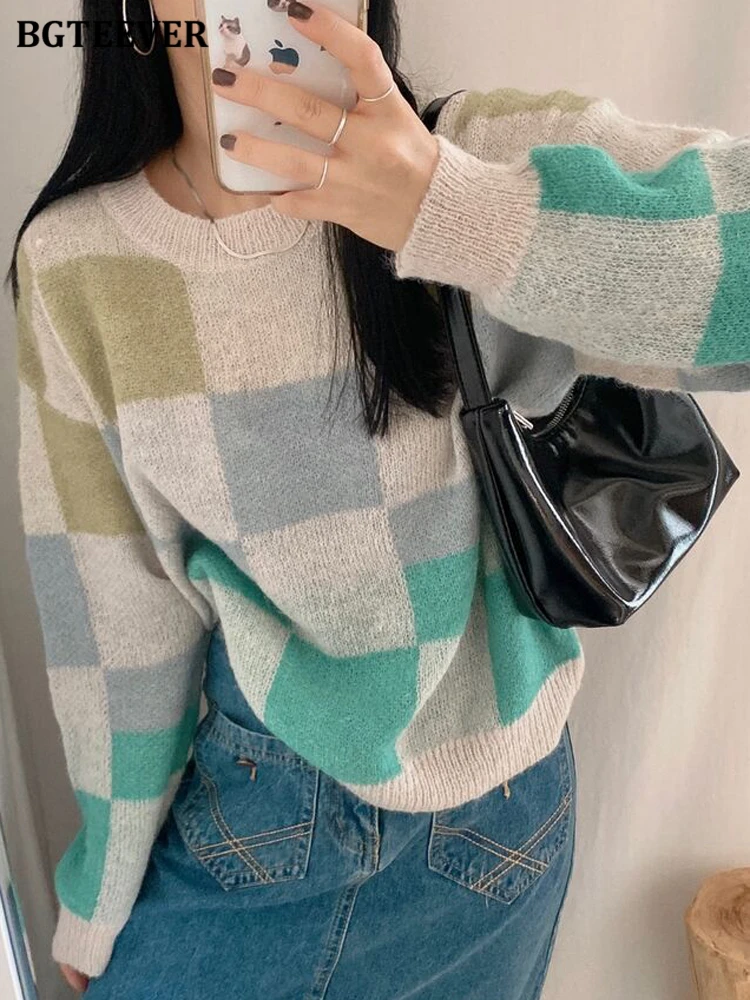 BGTEEVER Casual Loose Plaid Knitted Sweaters Women Autumn Winter O-neck Batwing Sleeve Female Pullovers Jumpers
BGTEEVER Casual Loose Plaid Knitted Sweaters Women Autumn Winter O-neck Batwing Sleeve Female Pullovers Jumpers