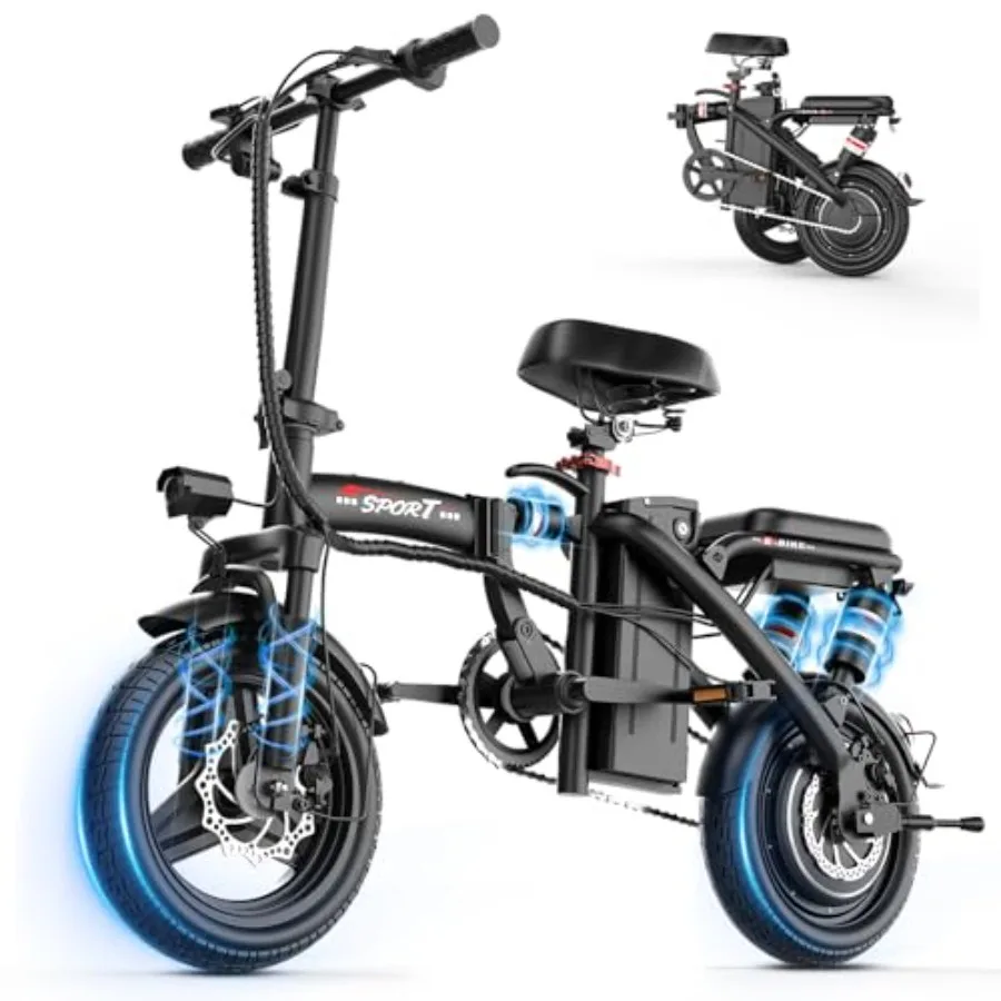 Commuting electric bike for adults and teens, aluminum alloy frame, black, foldable design with dual suspension and dual brake
Commuting electric bike for adults and teens, aluminum alloy frame, black, foldable design with dual suspension and dual brake