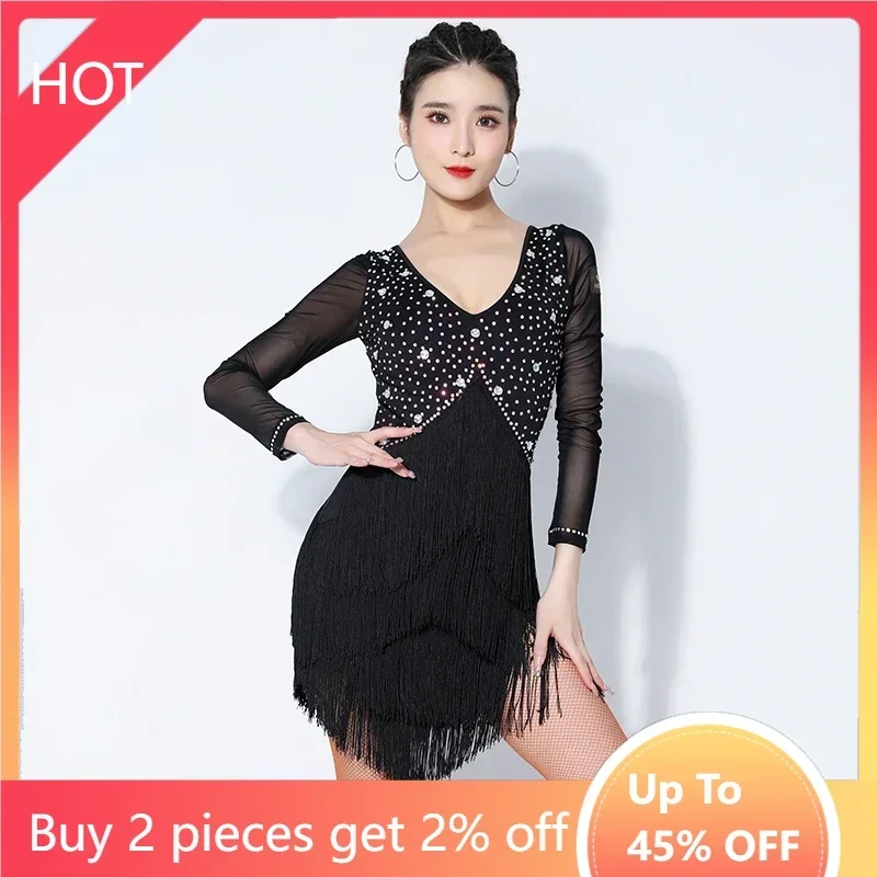 ballroom dress Latin dance dress female sexy tassel adult dance outfit long sleeved professional competition costumes skirt 댄스복
ballroom dress Latin dance dress female sexy tassel adult dance outfit long sleeved professional competition costumes skirt 댄스복