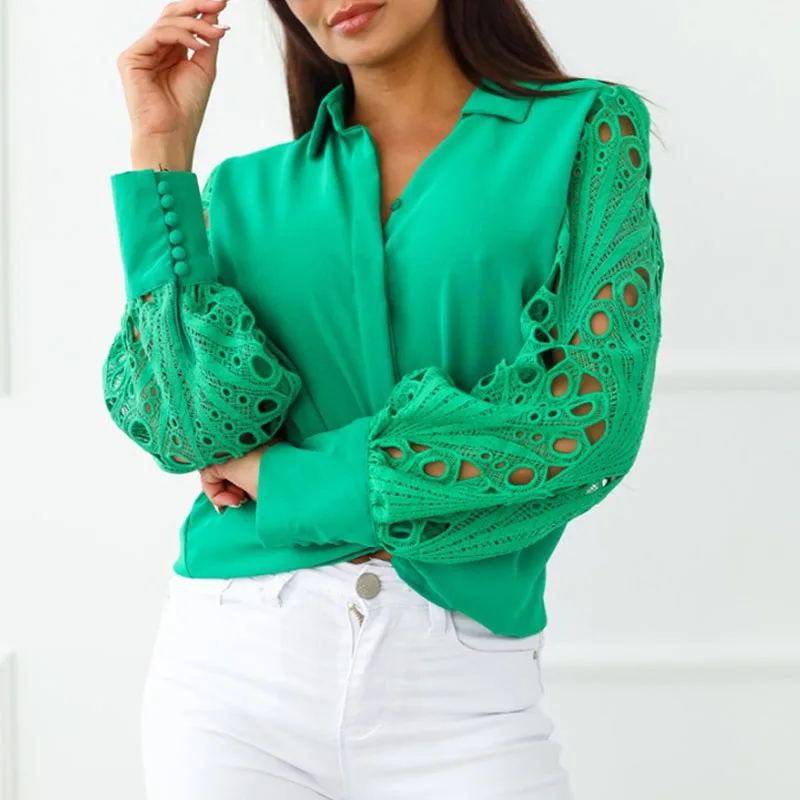 White Sexy Lace Hollow Out Women Blouse Streetwear 2023 Autumn Black Button Up Shirts Green Top Long Sleeve Mesh Design Tops
White Sexy Lace Hollow Out Women Blouse Streetwear 2023 Autumn Black Button Up Shirts Green Top Long Sleeve Mesh Design Tops