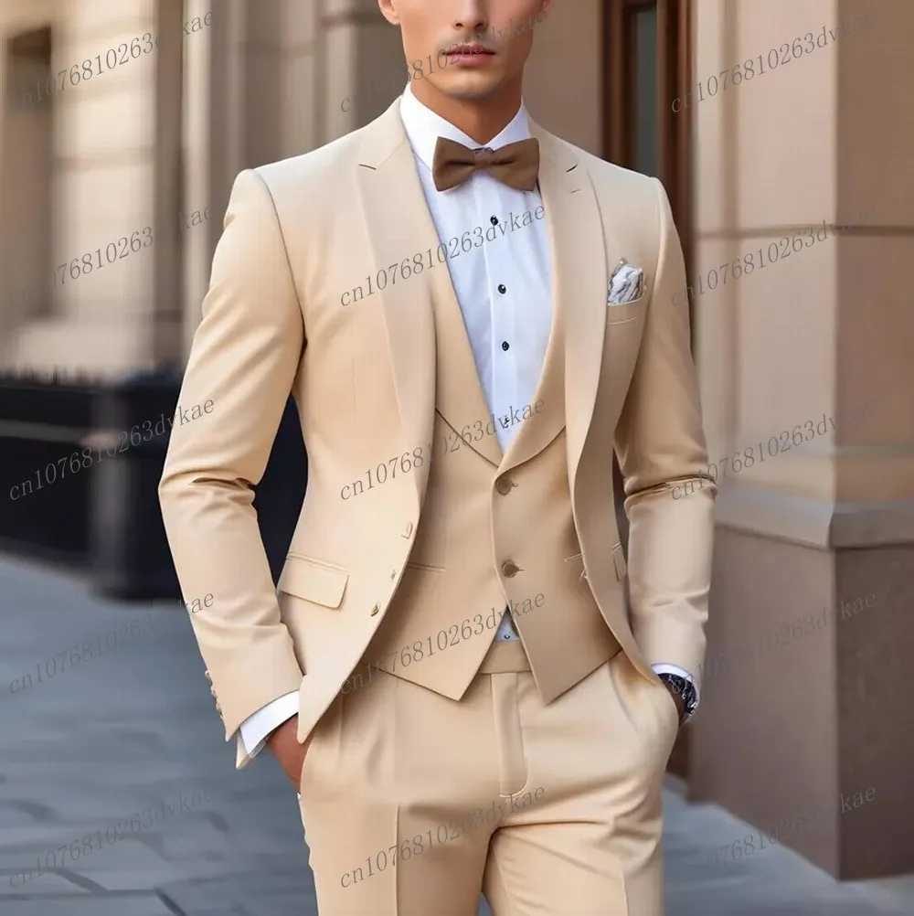 New Beige Male Tuxedos Business Groom Groomsman Wedding Party Prom Formal Occasion Men Suit 3 Piece Set Blazer Vest Pants
New Beige Male Tuxedos Business Groom Groomsman Wedding Party Prom Formal Occasion Men Suit 3 Piece Set Blazer Vest Pants