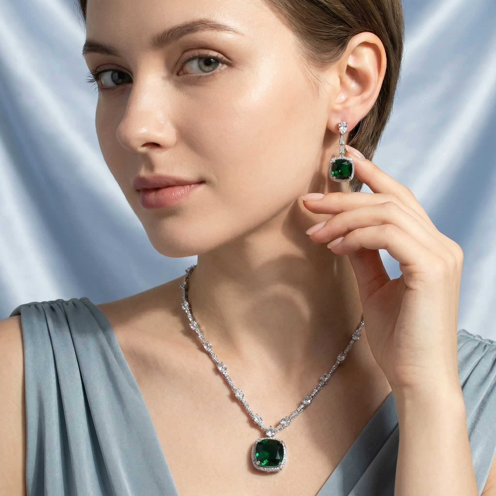 Minimalist Cubic Zirconia Pendant Necklace, Light Luxury Niche Jewelry Set, Stylish Necklace & Earrings for Women
Minimalist Cubic Zirconia Pendant Necklace, Light Luxury Niche Jewelry Set, Stylish Necklace & Earrings for Women