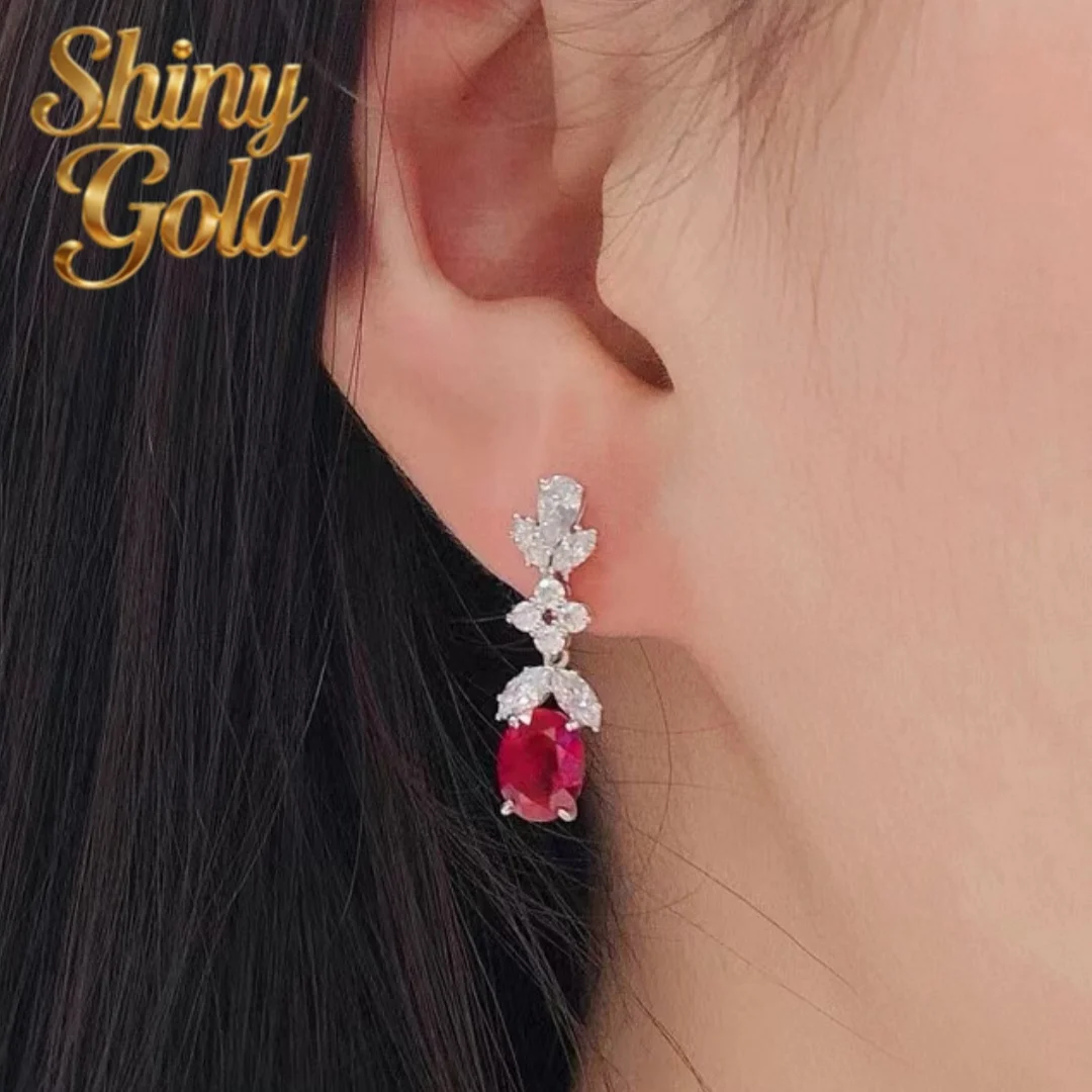 Серьги-подвески ShinyGold из белого золота 18 карат с сапфирами и рубинами овальной формы 6x8 мм (1,5 карата каждый), лабораторные драгоценные камни, E070
Серьги-подвески ShinyGold из белого золота 18 карат с сапфирами и рубинами овальной формы 6x8 мм (1,5 карата каждый), лабораторные драгоценные камни, E070