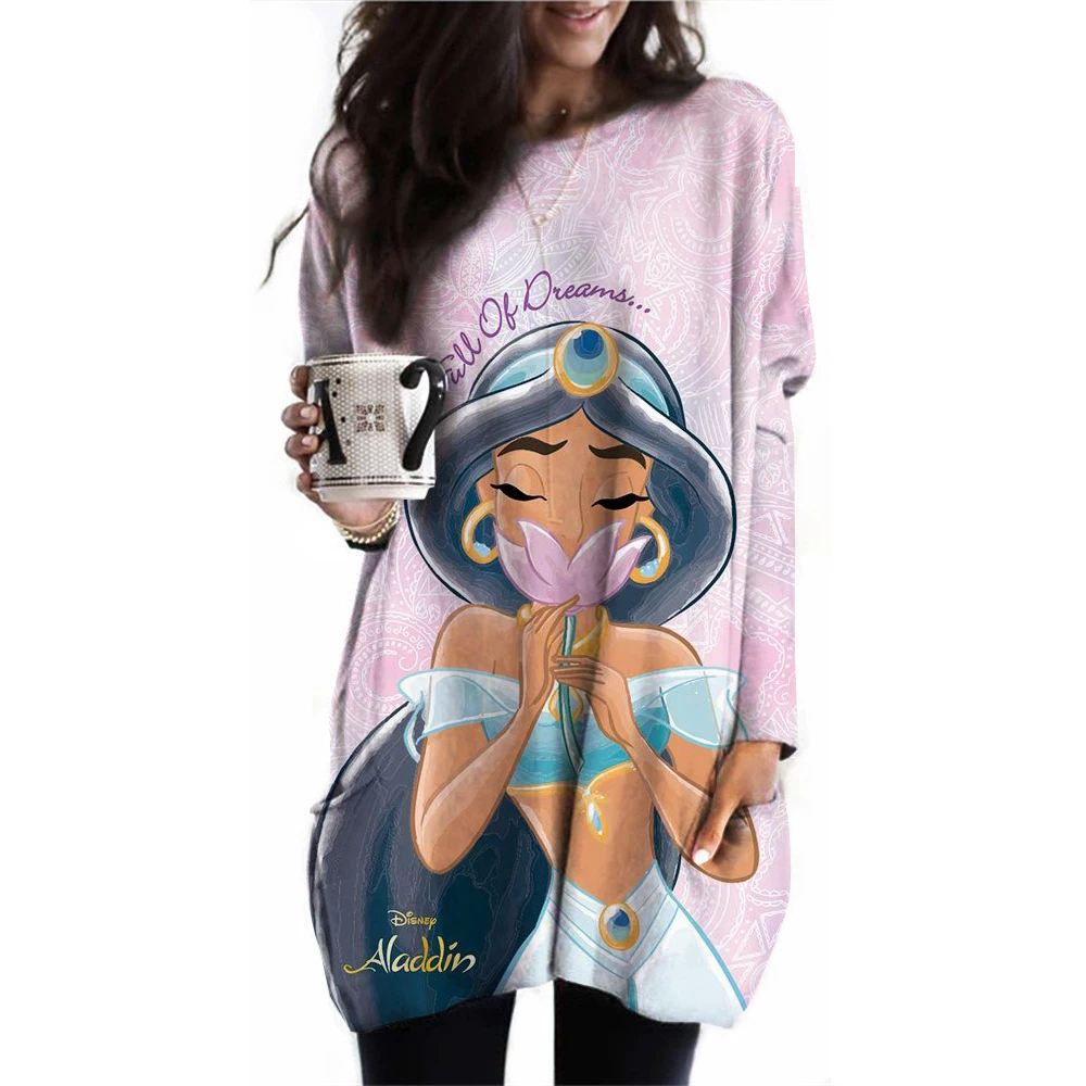 Женская модная повседневная свободная футболка с длинным рукавом, футболка с принтом Принцессы Диснея, футболка с длинным рукавом и карманом
Женская модная повседневная свободная футболка с длинным рукавом, футболка с принтом Принцессы Диснея, футболка с длинным рукавом и карманом