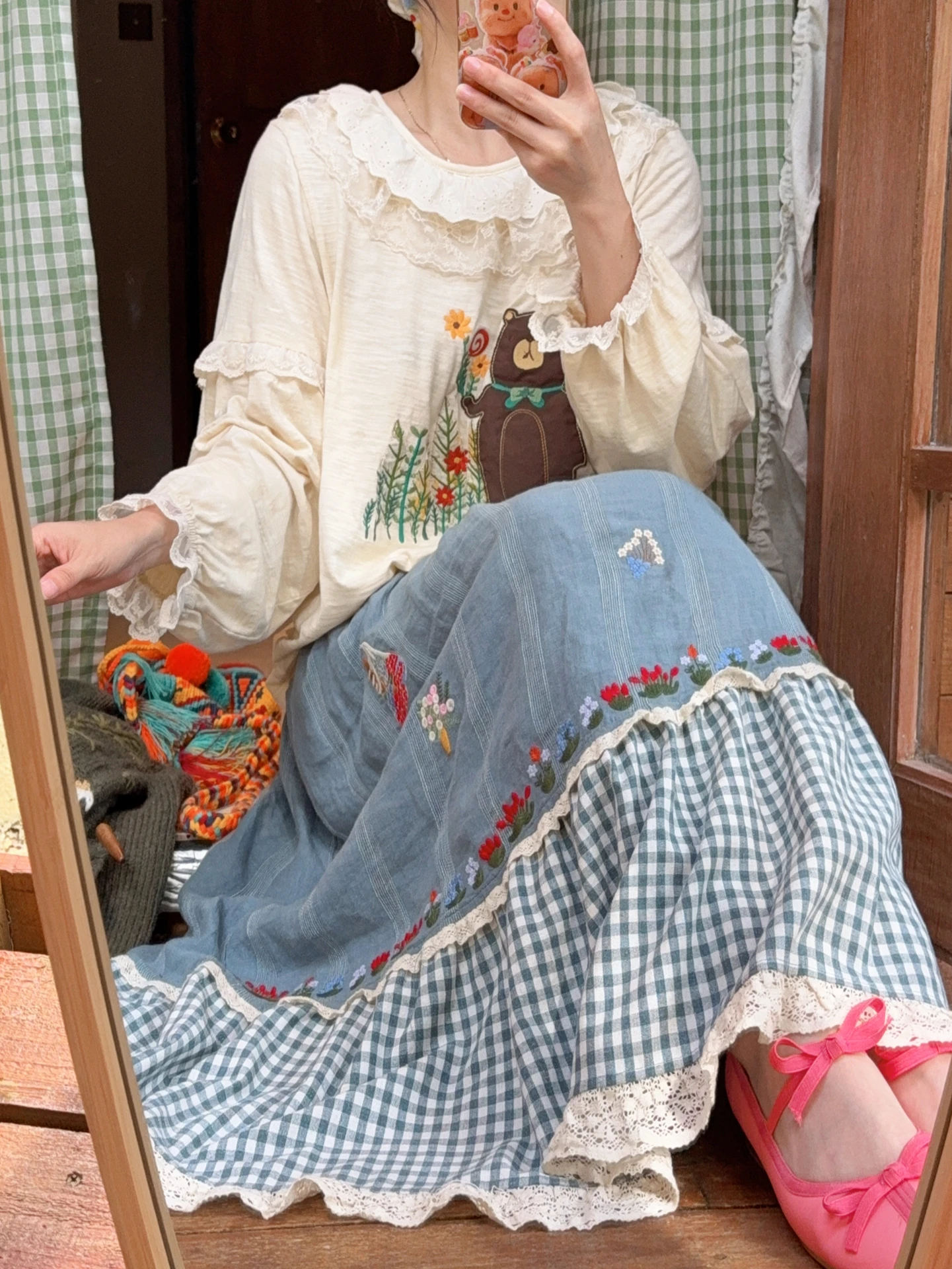 Autumn Original Japanese Sle Loose Long Sve T-irt Women's Cotton Underwear Embroidered Patch Lace Bear Print Casual Top
Autumn Original Japanese Sle Loose Long Sve T-irt Women's Cotton Underwear Embroidered Patch Lace Bear Print Casual Top