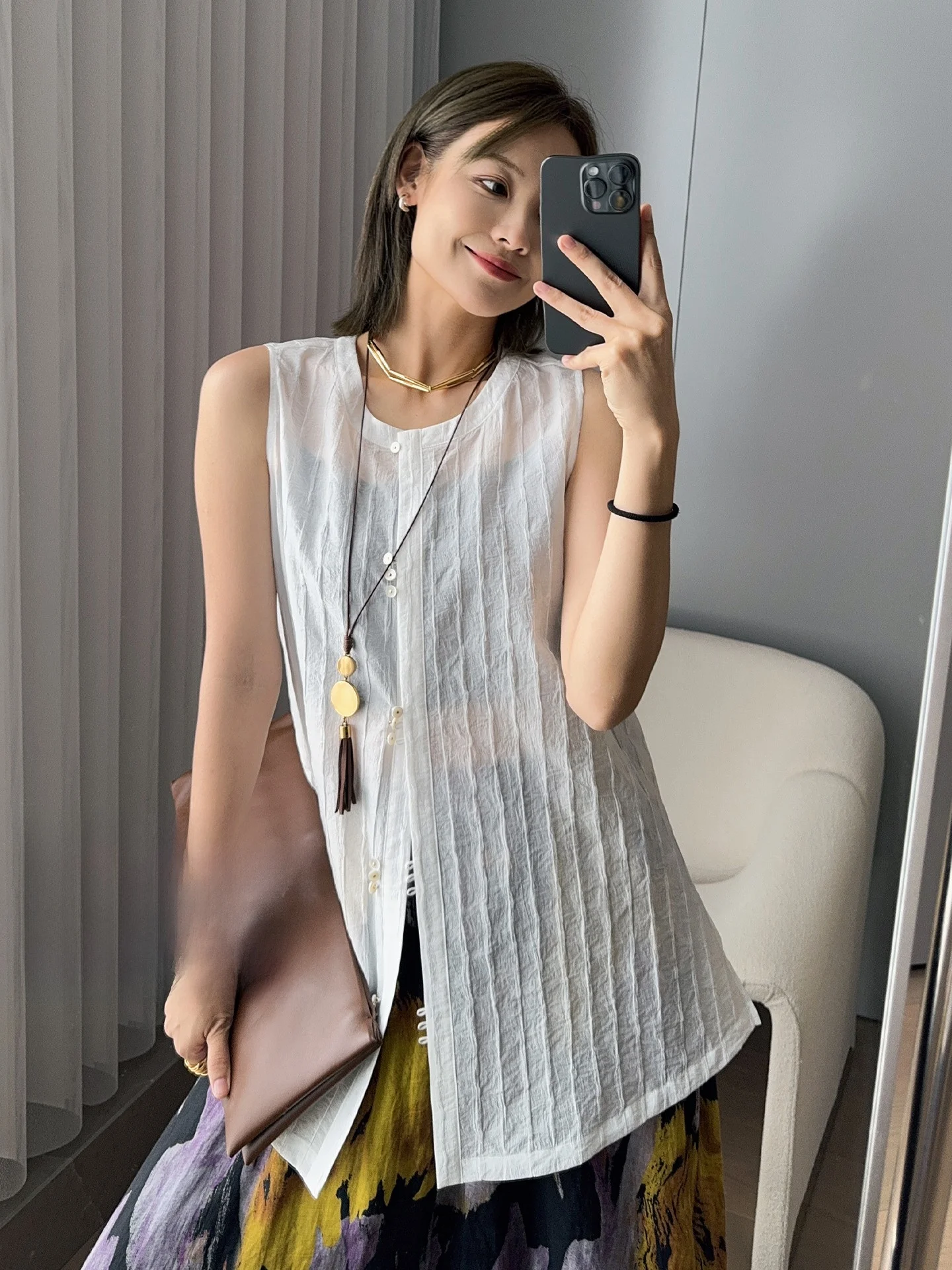 Meiyang Tree Pattern Vest Lightweight Lenzing round Ne Buttonl Svel Casual Loose Fit Women's Faion Outerwear
Meiyang Tree Pattern Vest Lightweight Lenzing round Ne Buttonl Svel Casual Loose Fit Women's Faion Outerwear