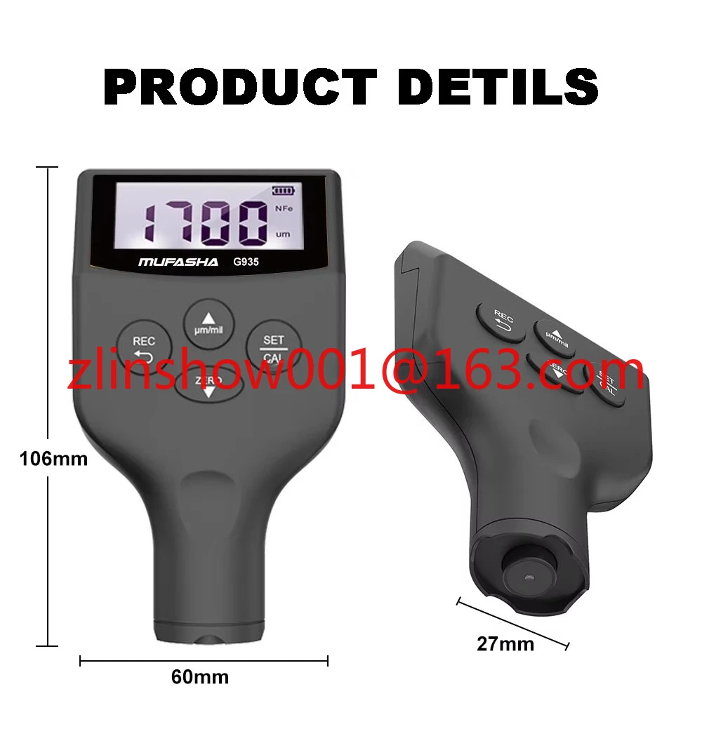 Car Paint Galvanizing Coating Thickness Gauge Dry Film Digital Tester Device Meter Easy Operation G935
Car Paint Galvanizing Coating Thickness Gauge Dry Film Digital Tester Device Meter Easy Operation G935