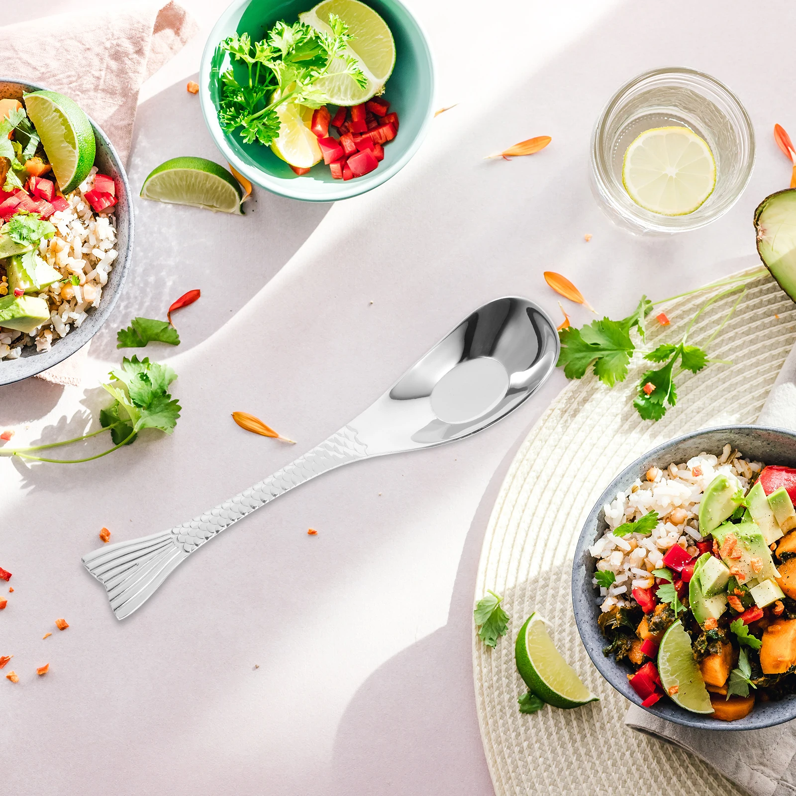 Fish Tail Stainless Steel Spoon Short Handle Ice Cream Dessert Soup Porridge Coffee Stirring Small Practical Multi-Function
Fish Tail Stainless Steel Spoon Short Handle Ice Cream Dessert Soup Porridge Coffee Stirring Small Practical Multi-Function