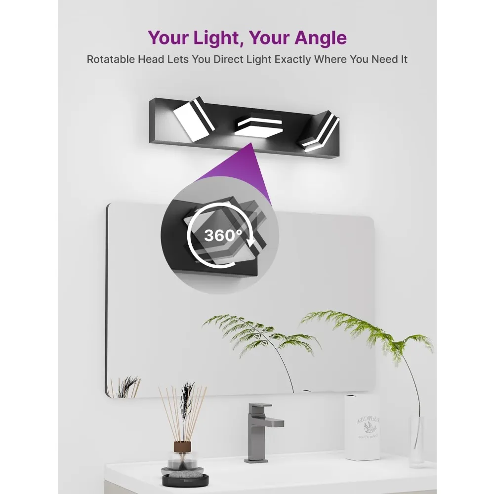 LED Bathroom Vanity Light, 22" 3-Light Modern Lighting Fixtures Over Mirror, Adjustable Color Temperatures, Rotating Light Heads
LED Bathroom Vanity Light, 22" 3-Light Modern Lighting Fixtures Over Mirror, Adjustable Color Temperatures, Rotating Light Heads