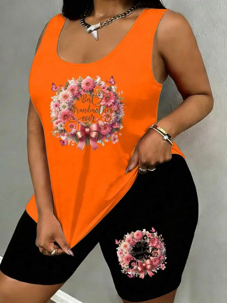Womens Casual Tank Top And Shorts Set Floral Wreath Print Best Grandmother Ever Graphic 2pcs Loungewear
Womens Casual Tank Top And Shorts Set Floral Wreath Print Best Grandmother Ever Graphic 2pcs Loungewear