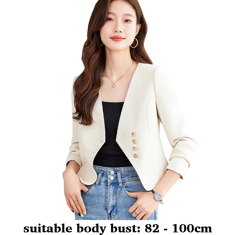High quality women short blazer with V neck button jacket autumn spring 2025 elegant office clothes white black grey
High quality women short blazer with V neck button jacket autumn spring 2025 elegant office clothes white black grey