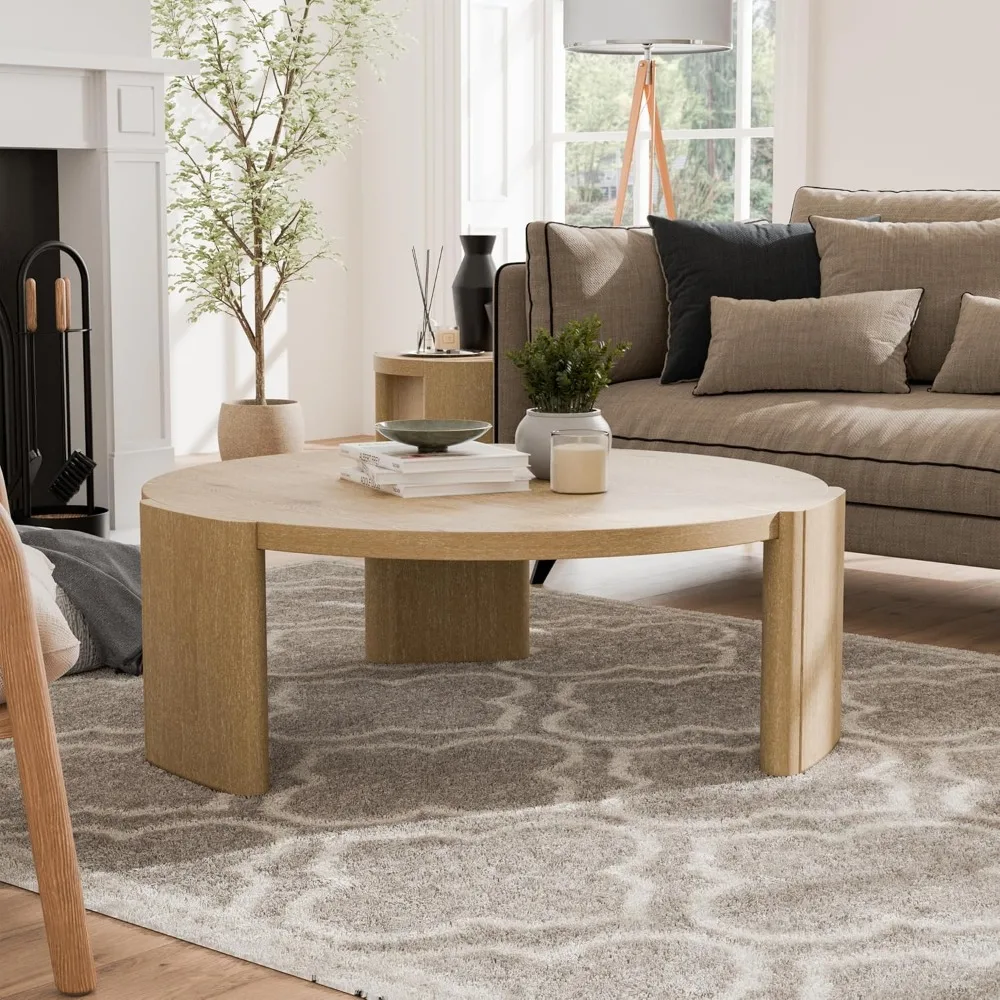 Carys Modern Contemporary Solid Wood 42-inch Round Coffee Table with Plinth Base for Living Room, Oak
Carys Modern Contemporary Solid Wood 42-inch Round Coffee Table with Plinth Base for Living Room, Oak