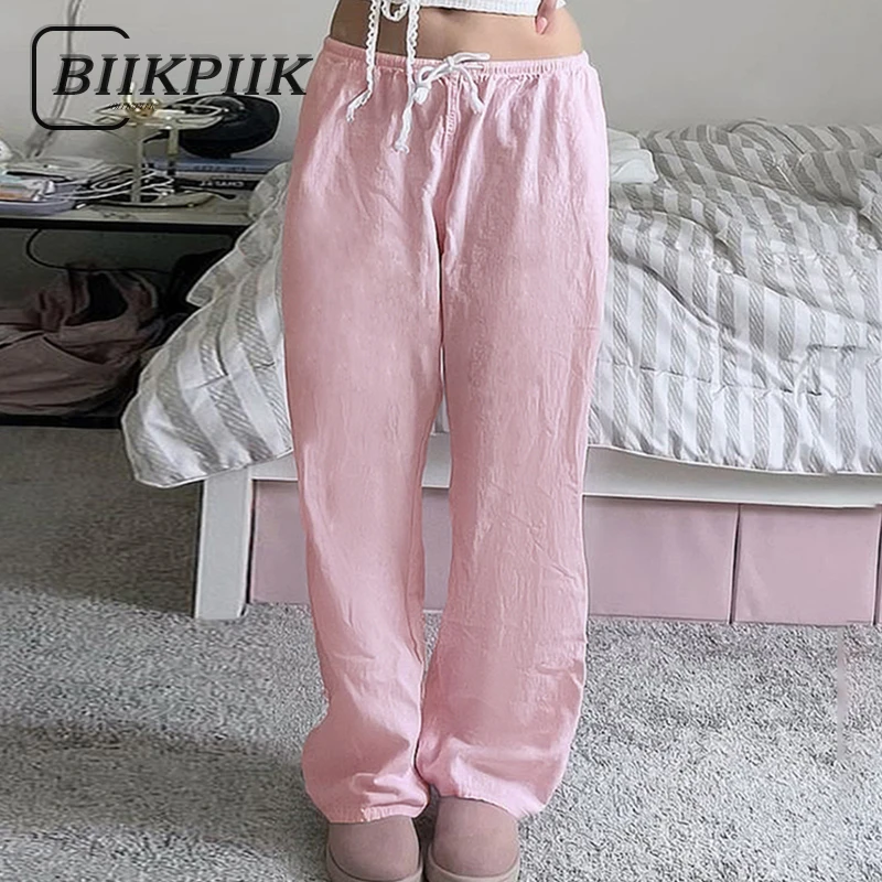 BIIKPIIK Solid Drawstring Casual Pants Loungewear Women Slacks Concise Straight Trousers Home All-matched Bottom Clothing Autumn
BIIKPIIK Solid Drawstring Casual Pants Loungewear Women Slacks Concise Straight Trousers Home All-matched Bottom Clothing Autumn