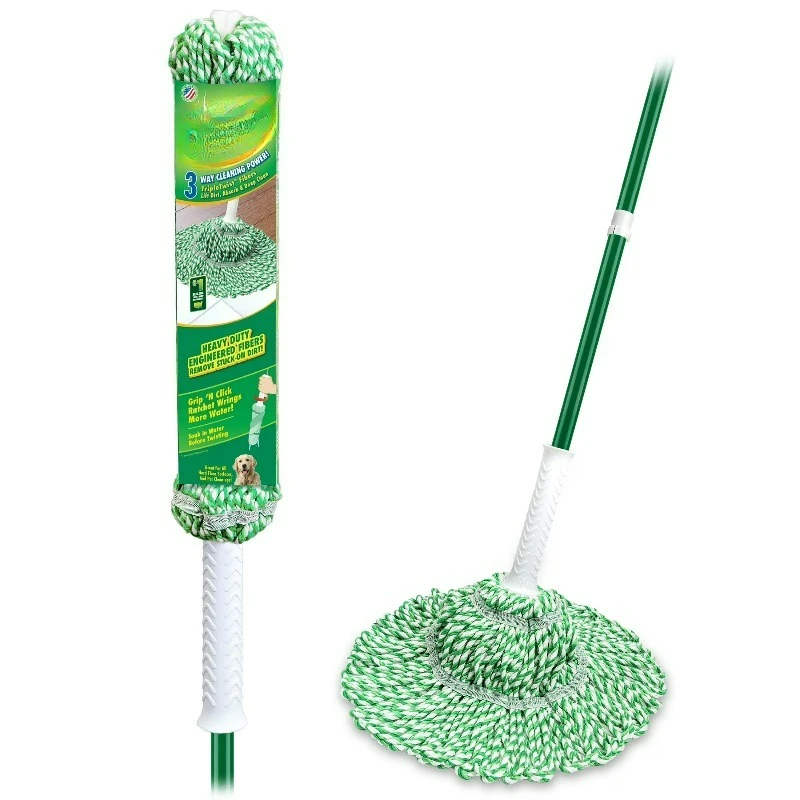 Mop Cotton Blend Head Steel Handle Green & White
Mop Cotton Blend Head Steel Handle Green & White