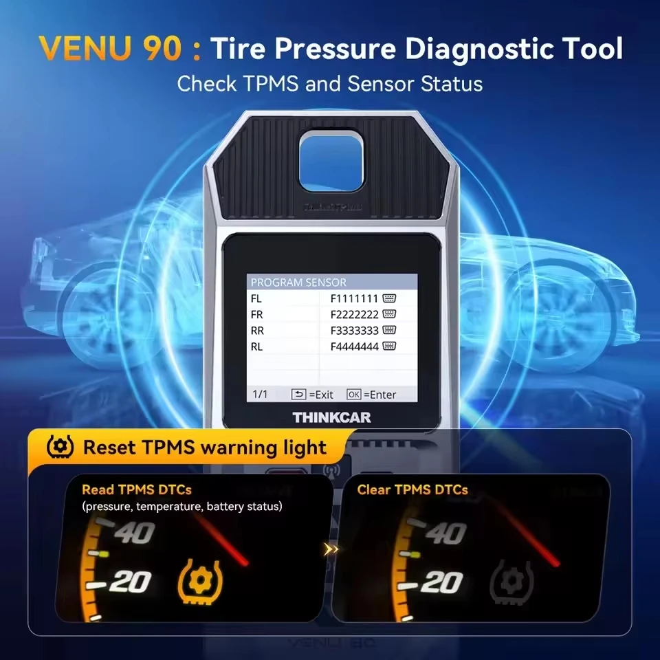 Thinkcar VENU 90 Tire Pressure Monitor for Car TPMS Diagnostic Tools Proffessional TPMS Service With Lifetime Free Wifi Update
Thinkcar VENU 90 Tire Pressure Monitor for Car TPMS Diagnostic Tools Proffessional TPMS Service With Lifetime Free Wifi Update