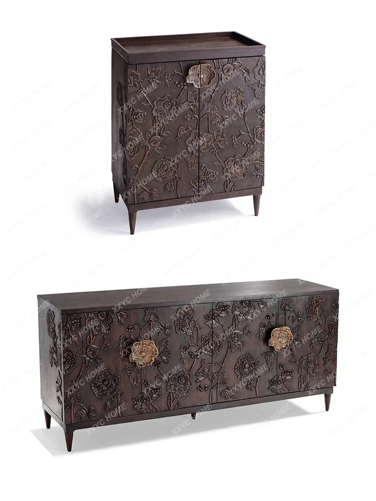 02 solid wood porch cabinet, living room engraved dining side cabinet, retro style integrated partition cabinet
02 solid wood porch cabinet, living room engraved dining side cabinet, retro style integrated partition cabinet