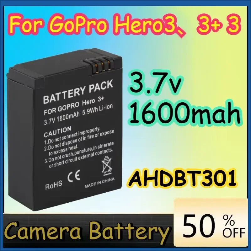 1600mah 3.7v AHDBT301 High-Quality Battery for GoPro Hero3、3+ 3 Camera Battery in Stock AHDBT201
1600mah 3.7v AHDBT301 High-Quality Battery for GoPro Hero3、3+ 3 Camera Battery in Stock AHDBT201