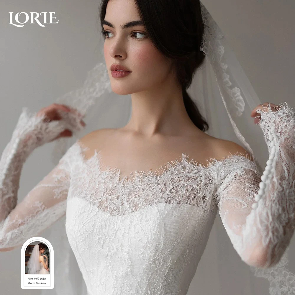 LORIE Vintage Lace Wedding Dress Off Shoulder Long Sleeve A-line Bridal Gown Sweetheart Princess Ball Bride Dress Customized
LORIE Vintage Lace Wedding Dress Off Shoulder Long Sleeve A-line Bridal Gown Sweetheart Princess Ball Bride Dress Customized