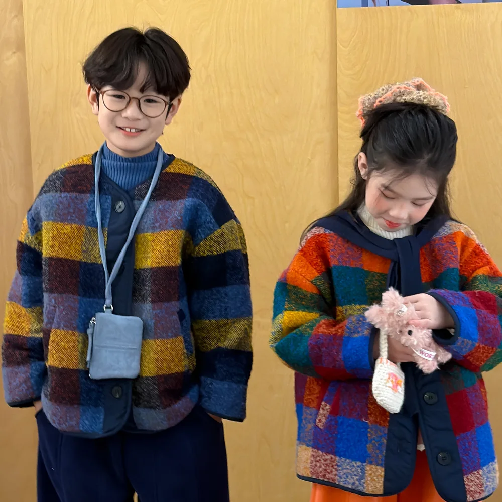 Korean Winter Children Outerwears Contrast Plaid Kids Baby Boys Padded Jackets Thicken Warm Little Girls Jackets Versatile Coat
Korean Winter Children Outerwears Contrast Plaid Kids Baby Boys Padded Jackets Thicken Warm Little Girls Jackets Versatile Coat