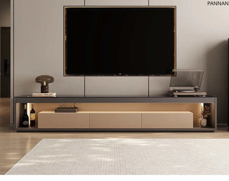 Minimalist floor TV cabinet coffee table combination light luxury high-end living room side cabinet
Minimalist floor TV cabinet coffee table combination light luxury high-end living room side cabinet