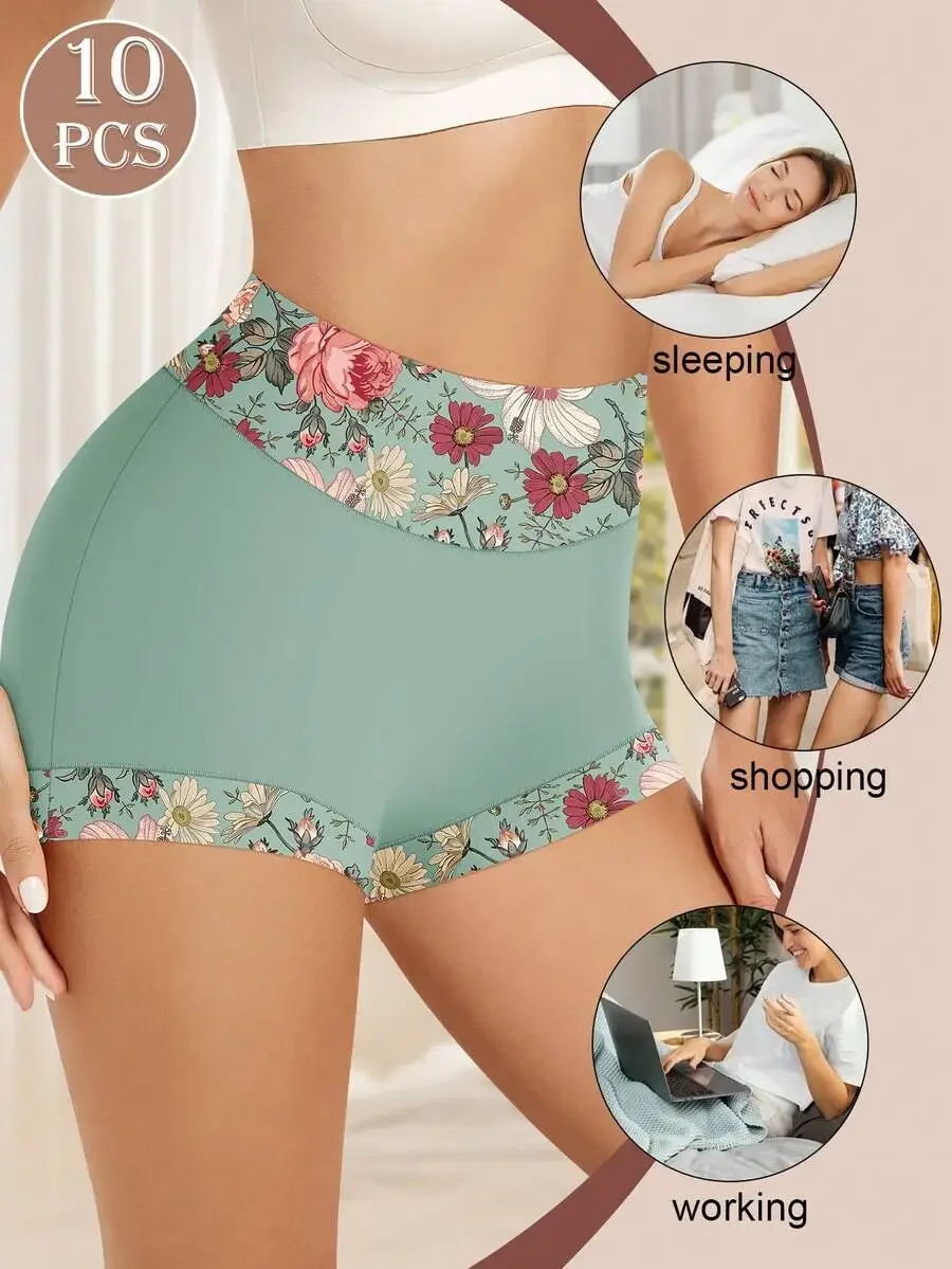 10 Pcs Women Seamless Comfortable Breathable Mid-Waist Floral Print Panties
10 Pcs Women Seamless Comfortable Breathable Mid-Waist Floral Print Panties