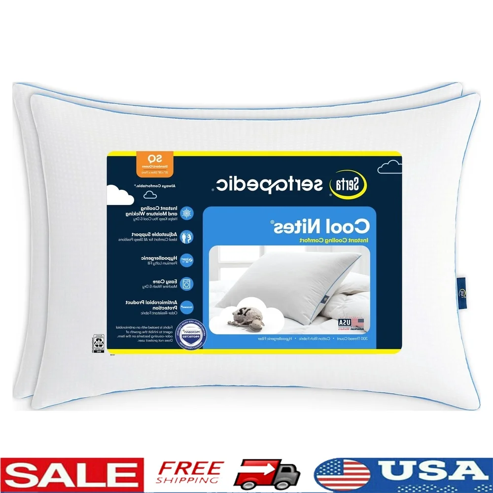 Cool Nites Bed Pillow 2 Pack Support Gel Hypoallergenic Cooling Technology 300 Thread Count Microban Moisture Wicking Comfort
Cool Nites Bed Pillow 2 Pack Support Gel Hypoallergenic Cooling Technology 300 Thread Count Microban Moisture Wicking Comfort