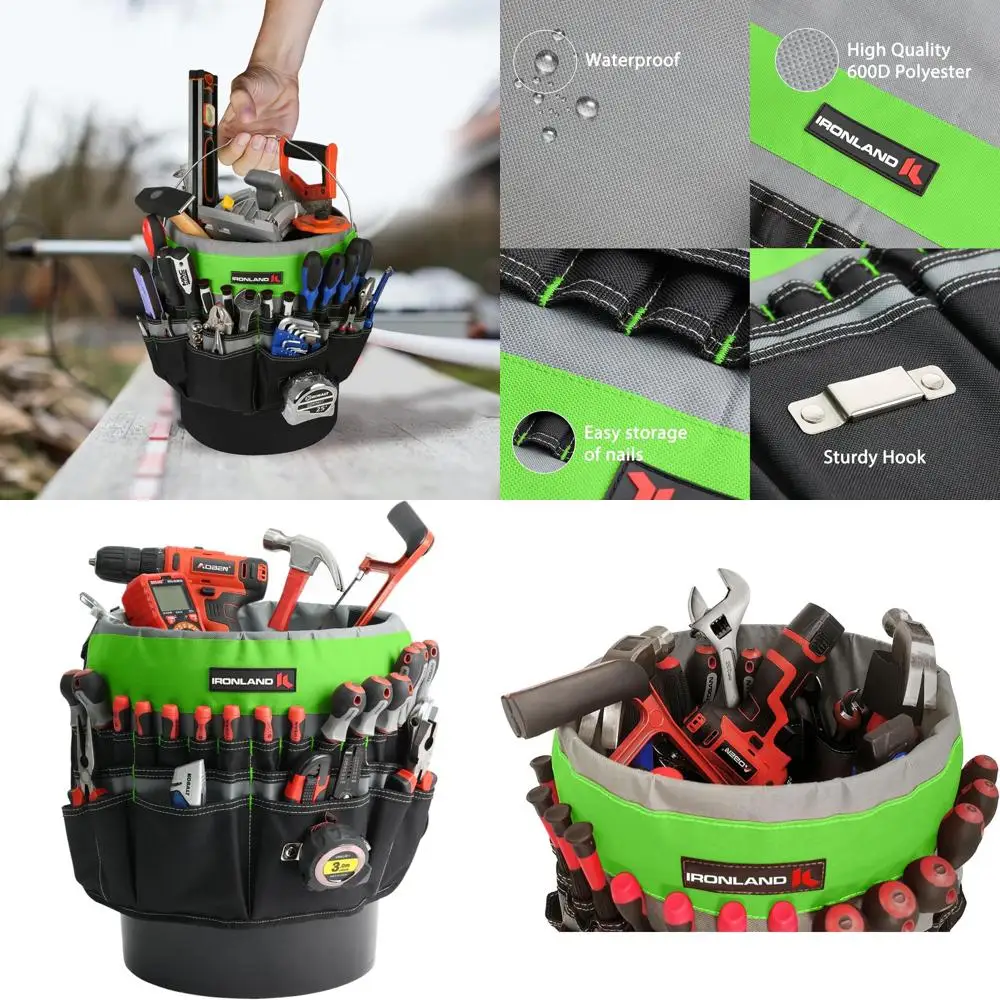 5-Gallon Bucket Organizer with 51 Pockets for Gardening, Construction, and More - Green & Black
5-Gallon Bucket Organizer with 51 Pockets for Gardening, Construction, and More - Green & Black