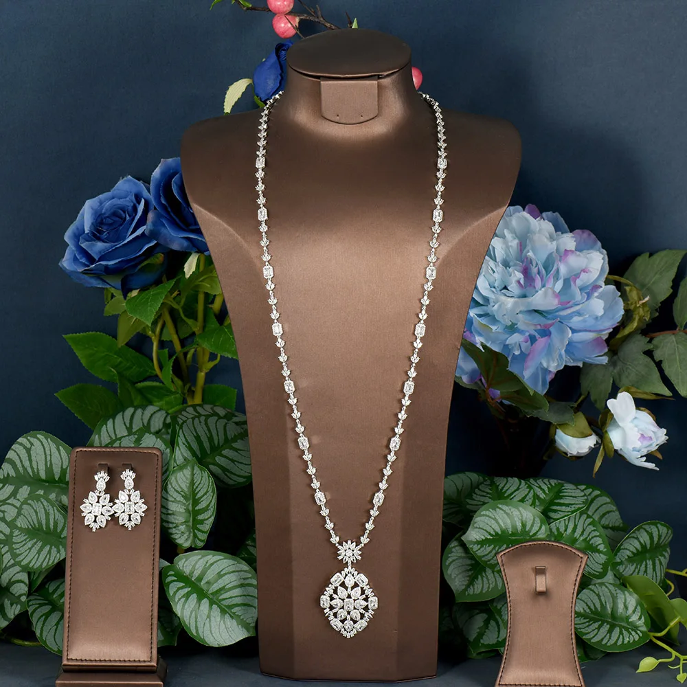 HIBRIDE 2 PCS Long Cubic Zirconia Necklace Earring Sets Princess Wedding Jewelry Women Bridal Party Gifts Bijoux Femme N-1631
HIBRIDE 2 PCS Long Cubic Zirconia Necklace Earring Sets Princess Wedding Jewelry Women Bridal Party Gifts Bijoux Femme N-1631