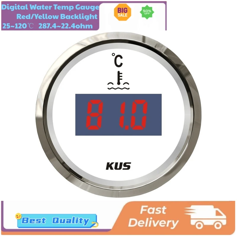 KUS 25-120℃ Digital Water Temp Gauges 287.4-22.4ohm Input Signal Water Temperature Meters 12v/24v Working Voltage for Car Boat
KUS 25-120℃ Digital Water Temp Gauges 287.4-22.4ohm Input Signal Water Temperature Meters 12v/24v Working Voltage for Car Boat
