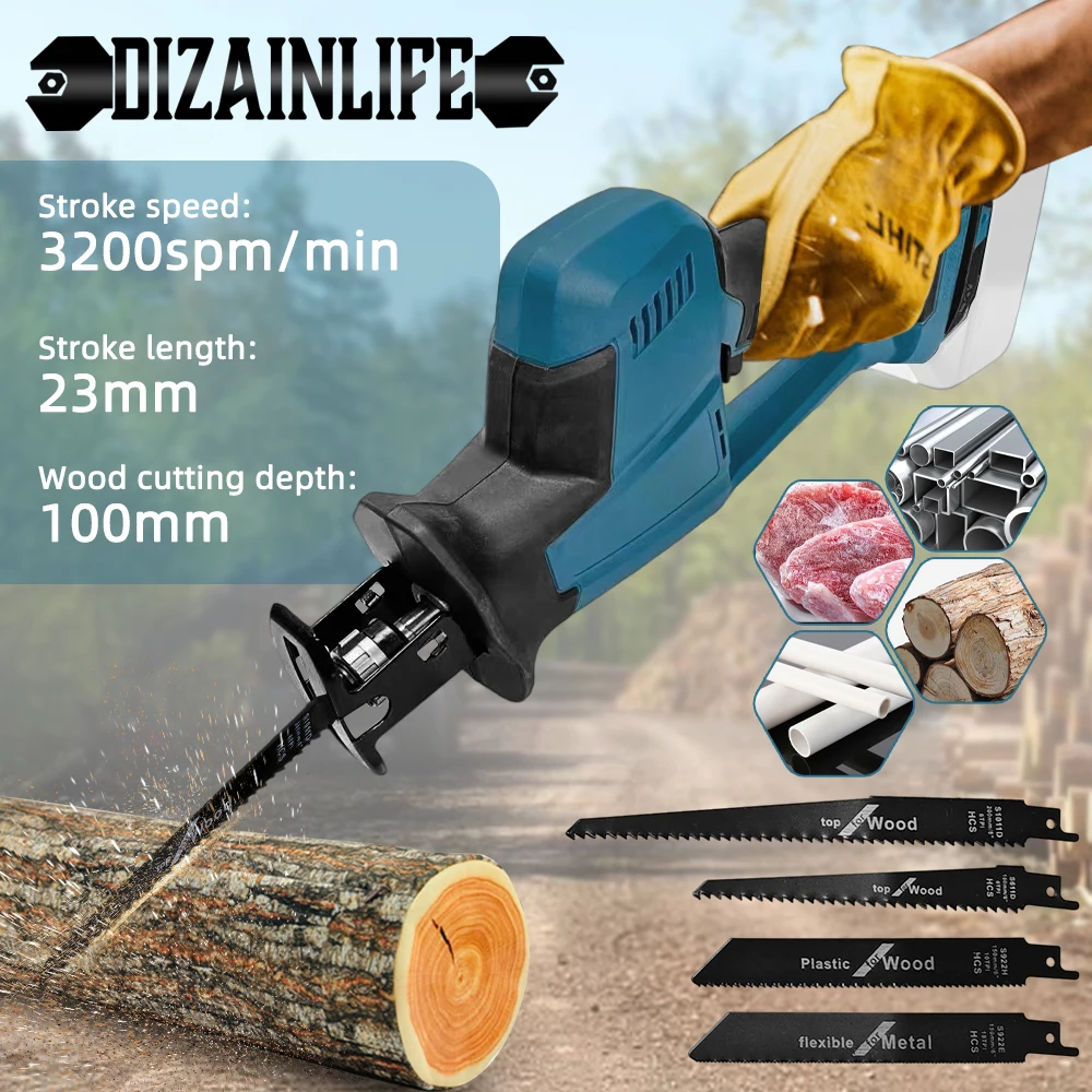 Cordless Electric Reciprocating Saw for Makita Household Brushless Wood Metal Cutting Saw Lithium Battery Saber Saw Power Tool
Cordless Electric Reciprocating Saw for Makita Household Brushless Wood Metal Cutting Saw Lithium Battery Saber Saw Power Tool