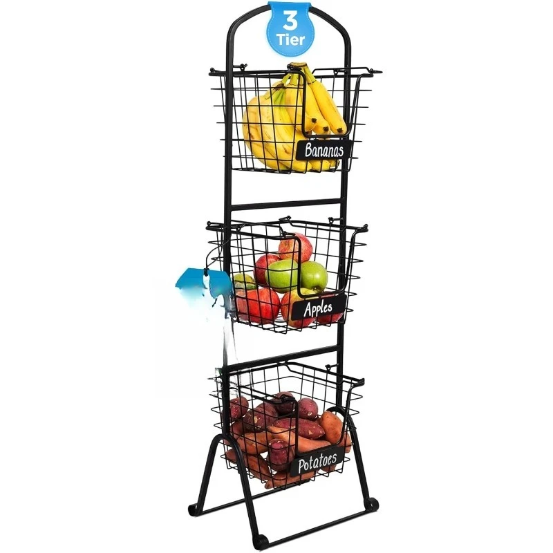 HOME 3-Tier Wire Market Basket Stand w/ Chalk Label | Metal Storage Bin, Kitchen Counter, Pantry Cabinet, Stacking Orga
HOME 3-Tier Wire Market Basket Stand w/ Chalk Label | Metal Storage Bin, Kitchen Counter, Pantry Cabinet, Stacking Orga