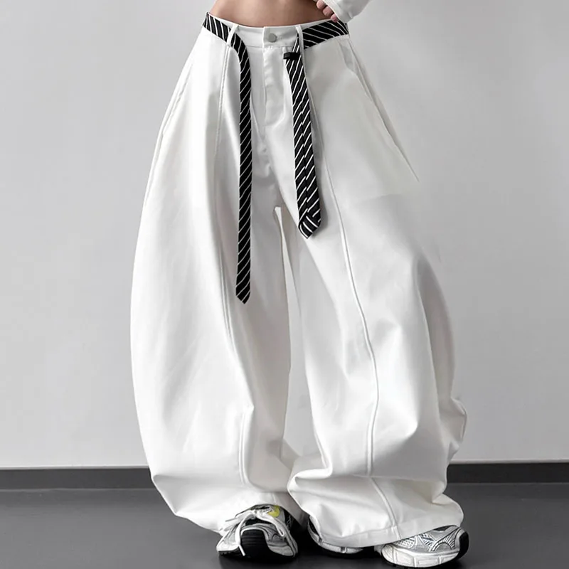 Lady Casual Pants Straight High Waisted Belt Decoration Loose Solid Color Simple Daily Commuting Fashion Versatile Wide Leg Pant
Lady Casual Pants Straight High Waisted Belt Decoration Loose Solid Color Simple Daily Commuting Fashion Versatile Wide Leg Pant
