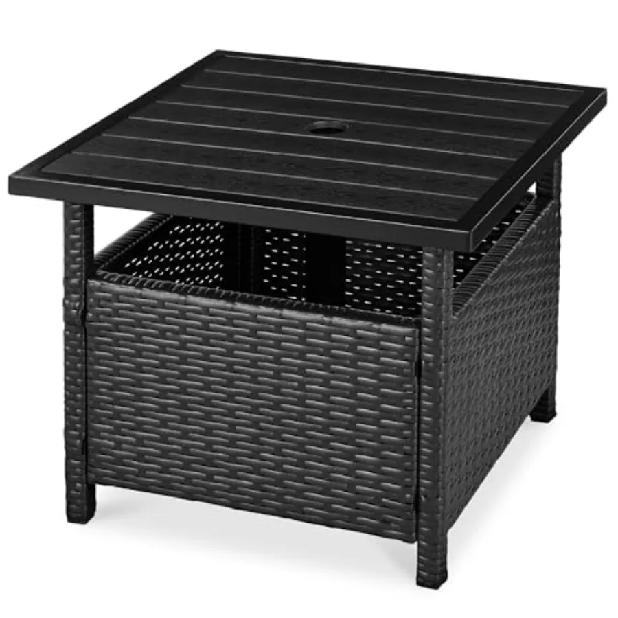 Wicker Side Table with Umbrella Hole for Patio Garden Poolside Deck, Square PE Rattan Outdoor End Table in Beige, UV-Resistant
Wicker Side Table with Umbrella Hole for Patio Garden Poolside Deck, Square PE Rattan Outdoor End Table in Beige, UV-Resistant