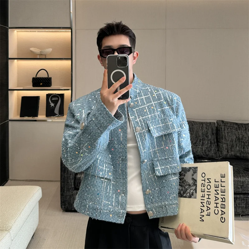 iny Sequin Men's ort Jaet Faionable Denim Korean Sle Top High-End Design Sensation Casual Outerwear Spring Autumn
iny Sequin Men's ort Jaet Faionable Denim Korean Sle Top High-End Design Sensation Casual Outerwear Spring Autumn