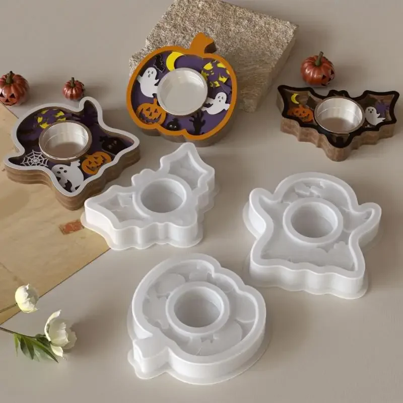 Flexible Silicone Holder Mold With Halloween Decorations Pumpkin Specters Bat For DIY Craft Projects
Flexible Silicone Holder Mold With Halloween Decorations Pumpkin Specters Bat For DIY Craft Projects