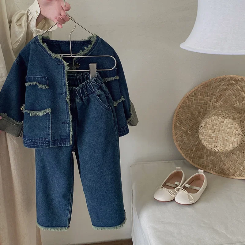 Fashion Jean Jacket Wide Leg Pants Suit Kids Boutique Clothes Birthday Party Outfit Children Clothes Set Autumn New Girls Retro
Fashion Jean Jacket Wide Leg Pants Suit Kids Boutique Clothes Birthday Party Outfit Children Clothes Set Autumn New Girls Retro