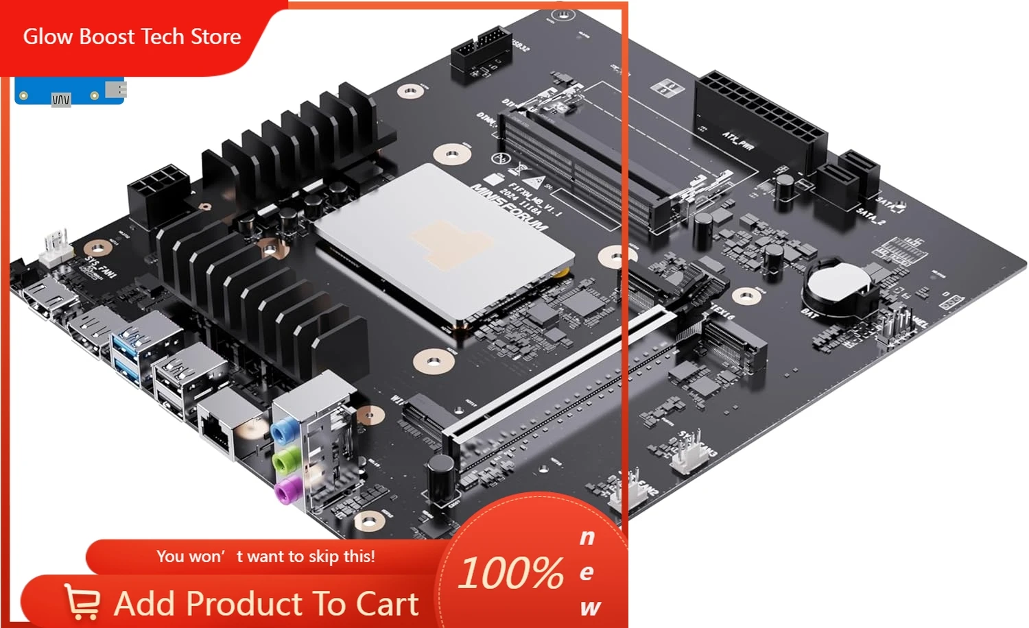 NYMinisforum BD795m: AMD Ryzen 9 7945HX Mini Board, Dual PCIe 4.0 & SATA3, HDMI2.1/DP1.4
NYMinisforum BD795m: AMD Ryzen 9 7945HX Mini Board, Dual PCIe 4.0 & SATA3, HDMI2.1/DP1.4