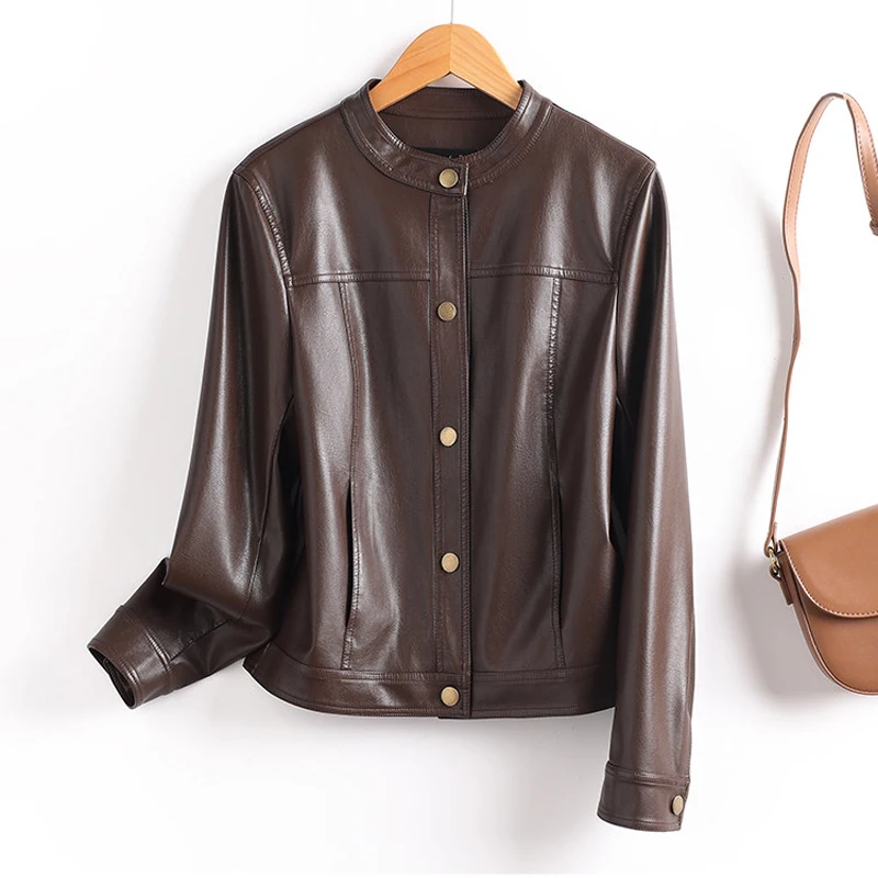 2026 Fall winter Women Split Sheepskin Short Jacket Coats Casual O-neck Female Slim Single-breasted Biker Leather Jacket Outwear
2026 Fall winter Women Split Sheepskin Short Jacket Coats Casual O-neck Female Slim Single-breasted Biker Leather Jacket Outwear