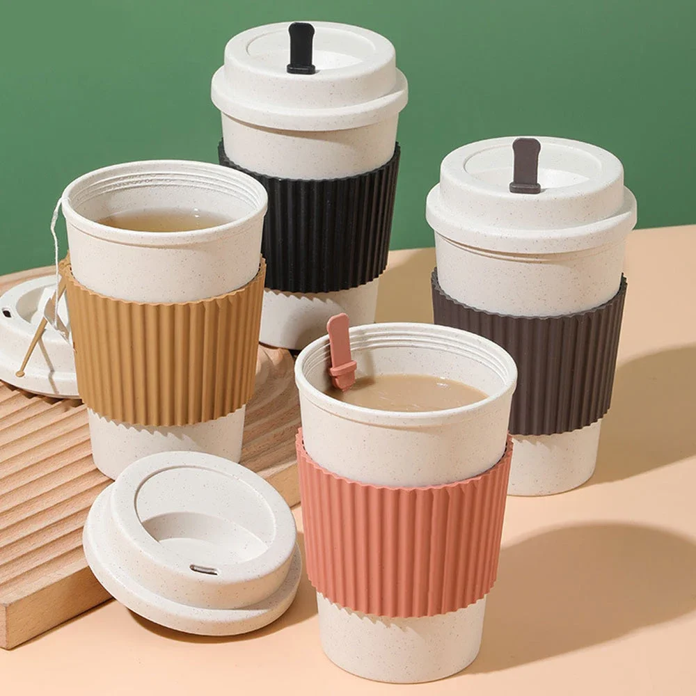 480ML Coffee Cups With Lids Wheat Straw Reusable Portable Coffee Cup Dishwasher Safe Coffee Mug Coffee Tea Travel Cups
480ML Coffee Cups With Lids Wheat Straw Reusable Portable Coffee Cup Dishwasher Safe Coffee Mug Coffee Tea Travel Cups
