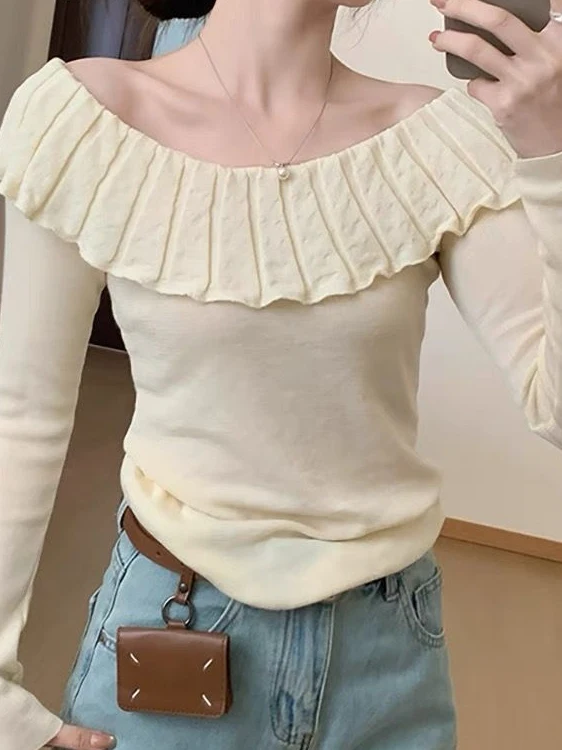 Unique Beautiful One-oulder Knitted Base irt Doll Collar Women's Spring New Sle Floral Inner Wear Casual Faion
Unique Beautiful One-oulder Knitted Base irt Doll Collar Women's Spring New Sle Floral Inner Wear Casual Faion